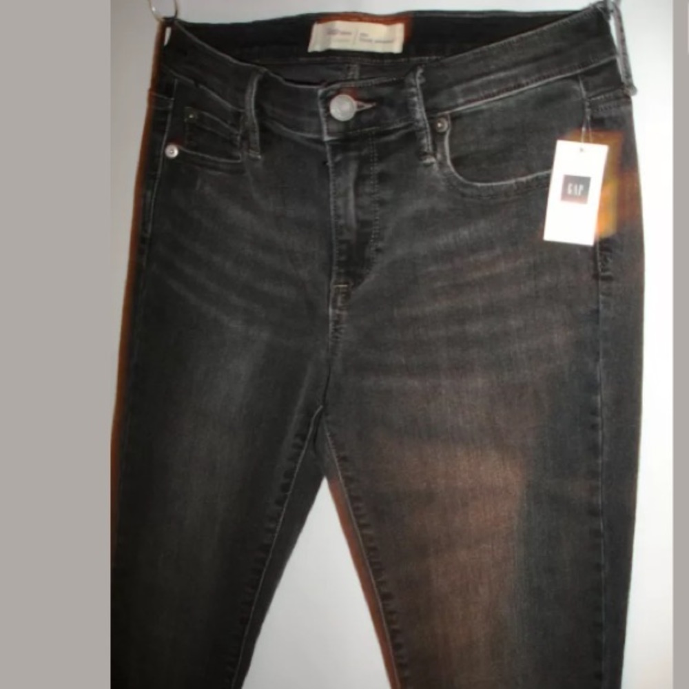 Gap 1969 Dark Gray Stretch True Skinny Jeans 26 L - Picture 6 of 8